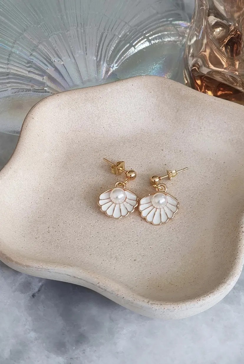 Cute seashell stud earrings with stainless steel clasp