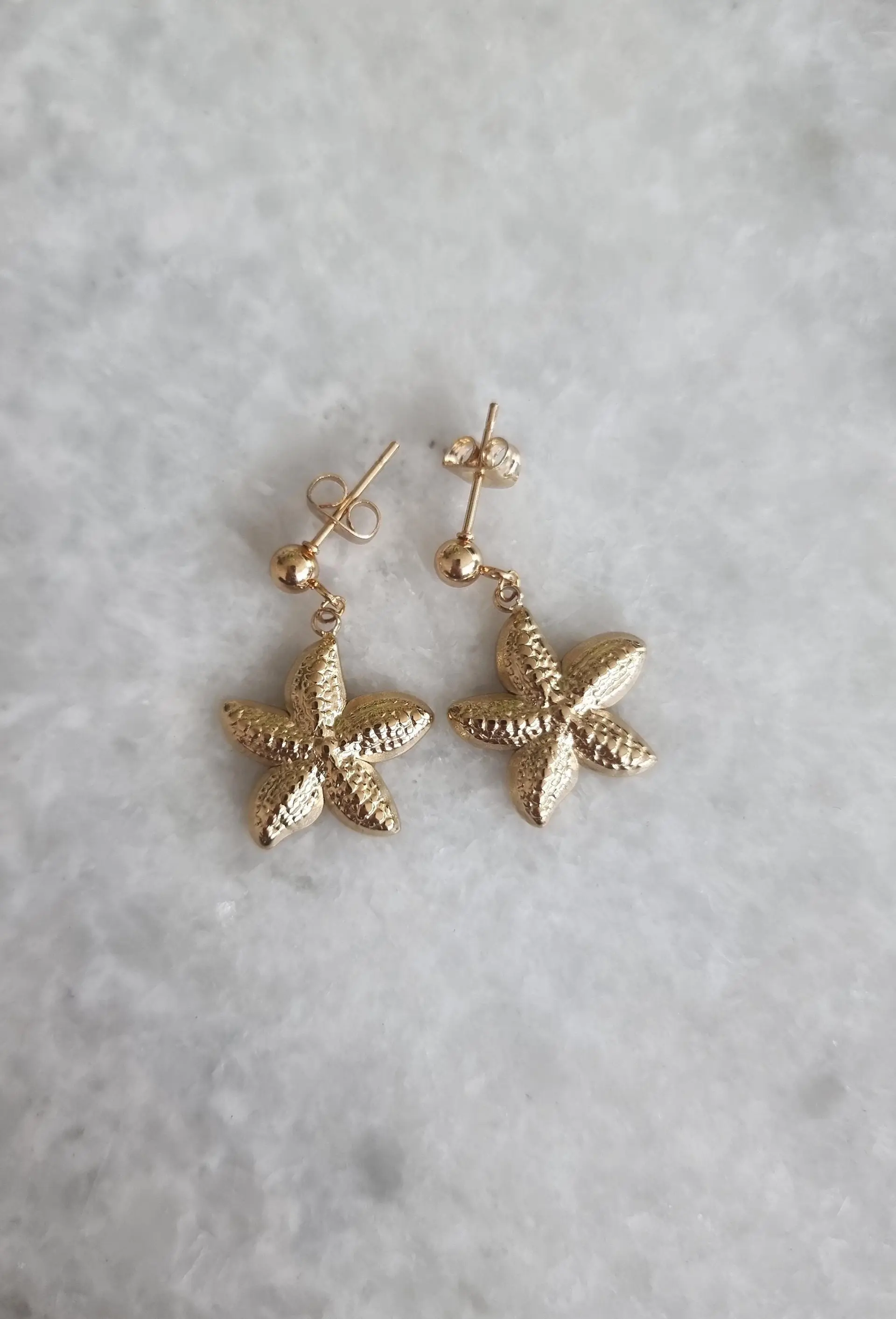Cute starfish stud earrings, stainless steel