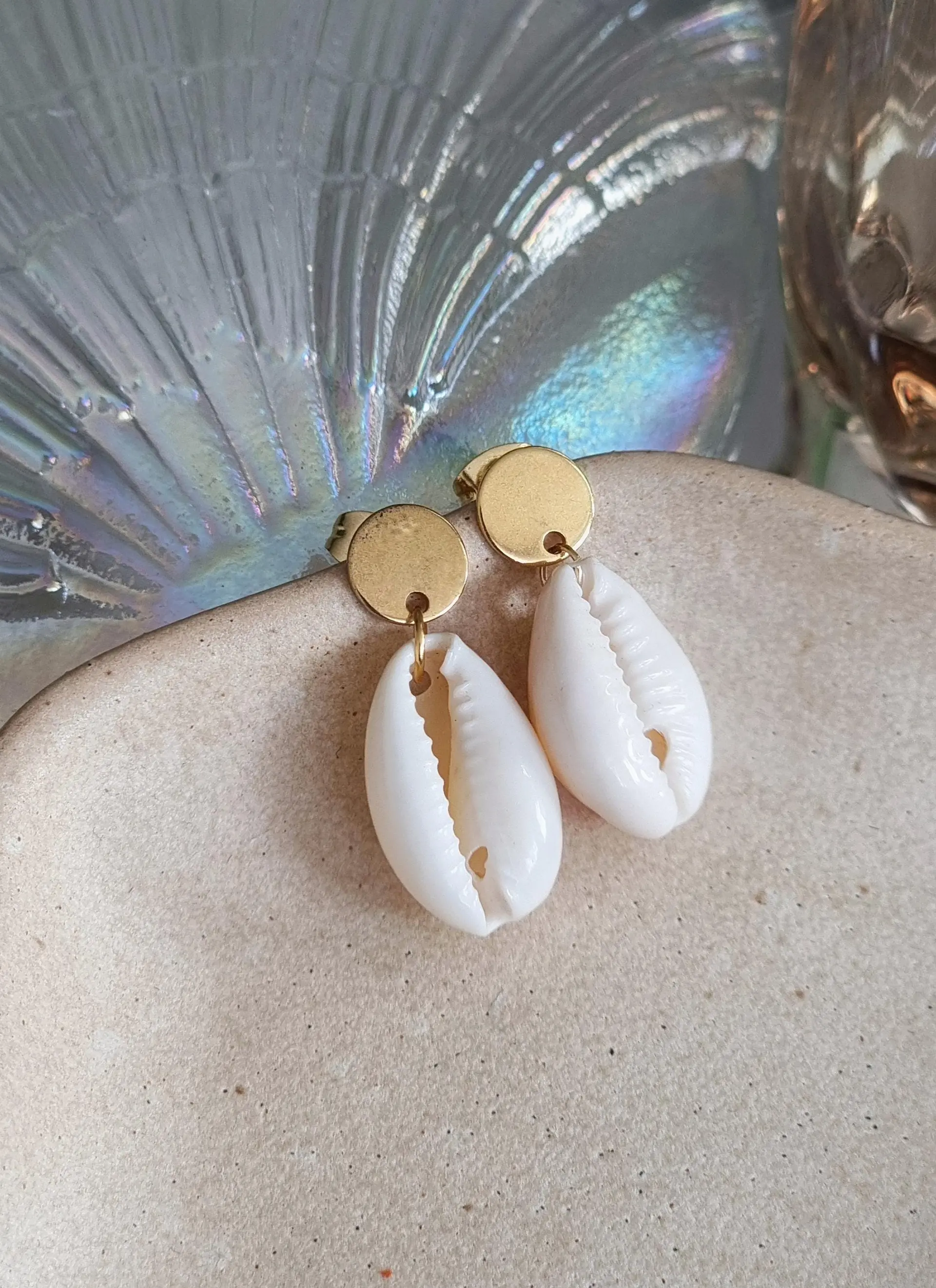 Shell earrings, stud earrings, stainless steel